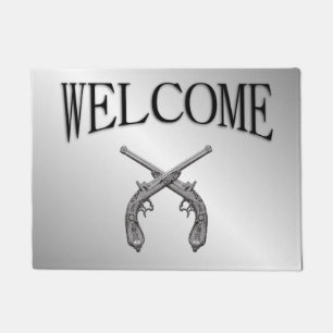 Dueling Pistols Silver Welcome Doormat
