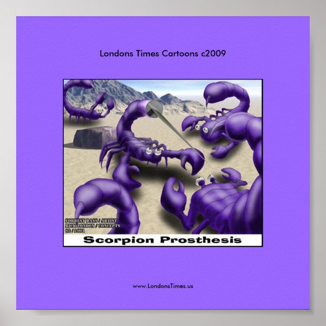 Dueling Scorpions Funny Cartoon Posters (Front)