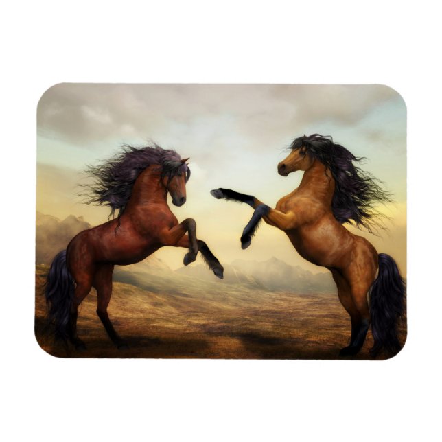 Dueling Stallions Painting Magnet (Horizontal)