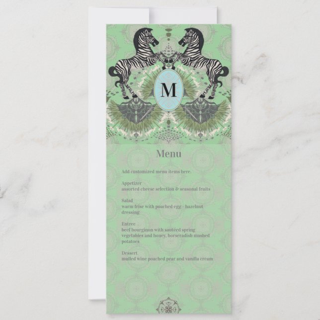 Dueling Zebra Monogram Menu (Front)
