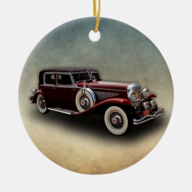 Duesenberg (Duesy) Model J Classic Car Ceramic Ornament (Front)
