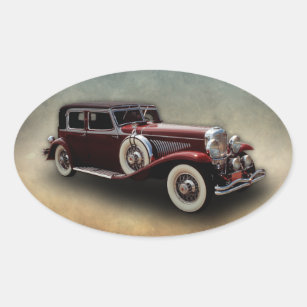 Duesenberg (Duesy) Model J Classic Car Oval Sticker