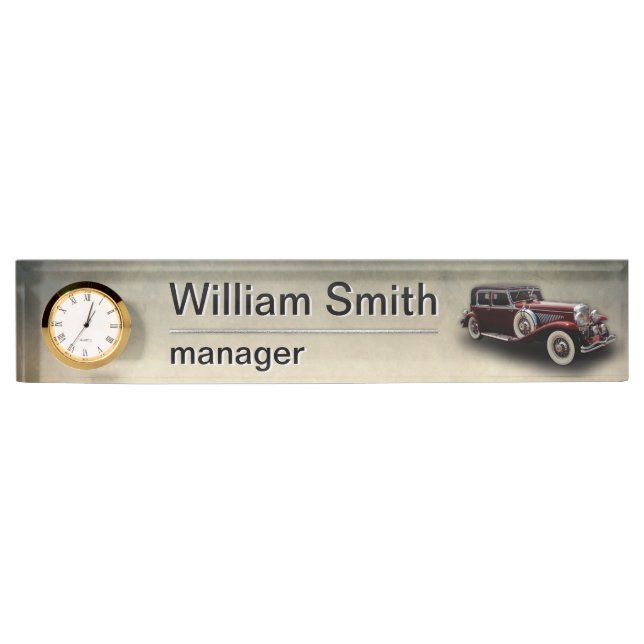 Duesenberg/Duesy Model J Classic Car Personalized Desk Name Plate (Front)