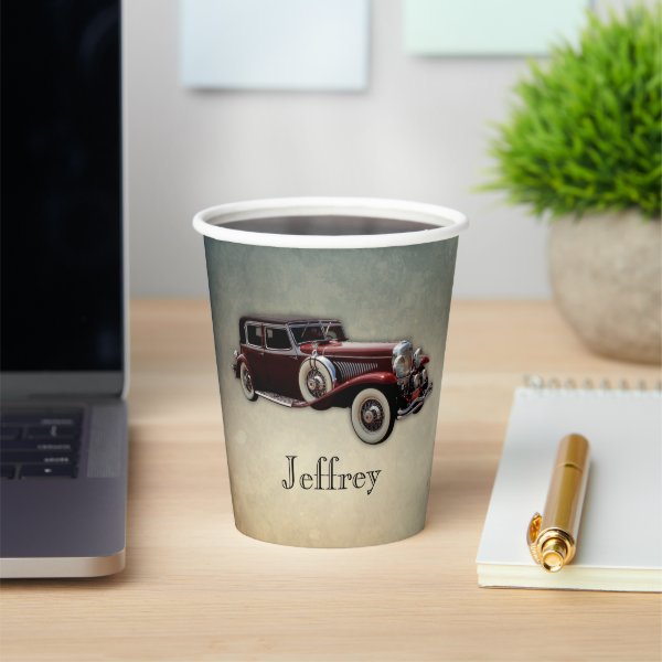 Duesenberg/Duesy Model J Classic Car Personalized Paper Cups