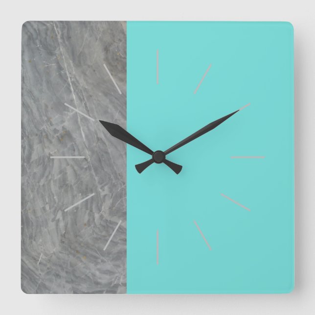 DUET | marble and any color Square Wall Clock (Front)