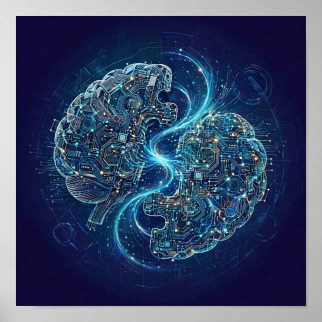 Duet Minds — Proactive AI Agent Art Poster (Front)