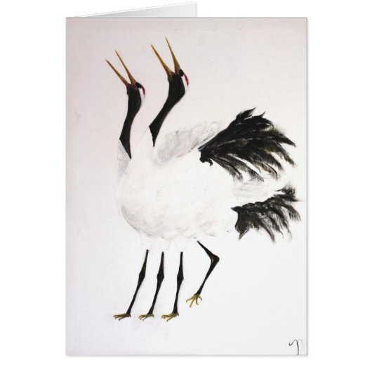 Duet of the Gold-beaked Cranes Cards (Front)
