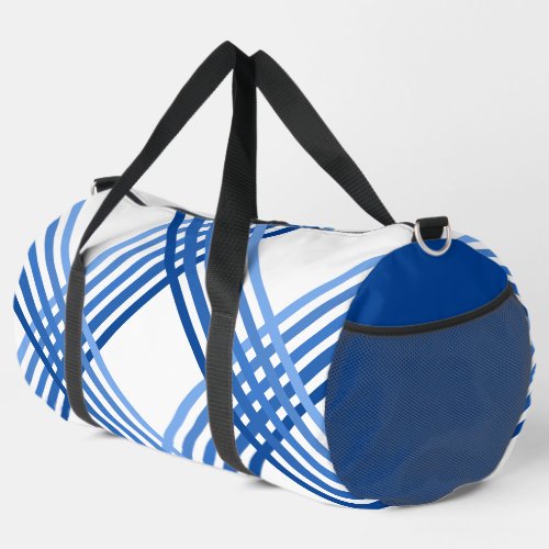 Duffel Bag _ Blue Stripes Crossed Diagonally