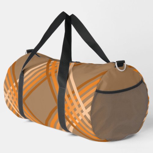 Duffel Bag _ Orange Stripes on Brown
