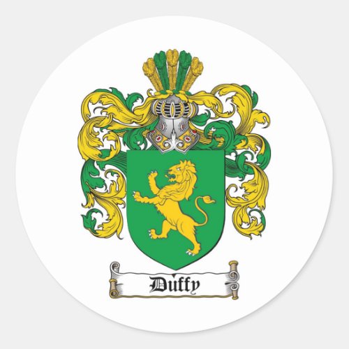 DUFFY FAMILY CREST _  DUFFY COAT OF ARMS CLASSIC ROUND STICKER