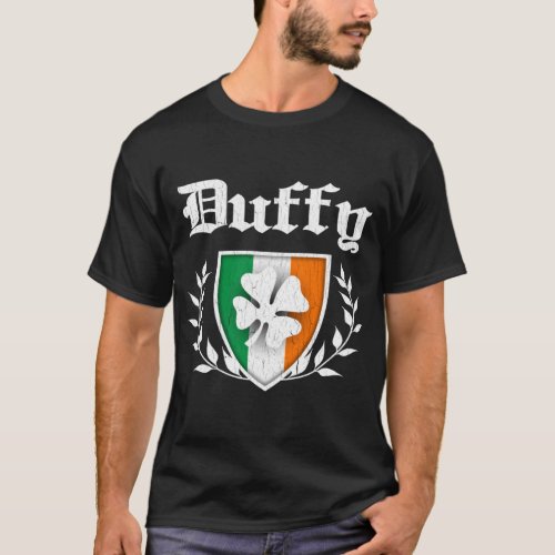 Duffy Family Shamrock Crest vintage distressed   T_Shirt