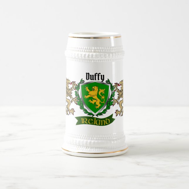Duffy/O'Duffy Irish Shield Personalized Beer Stein (Center)