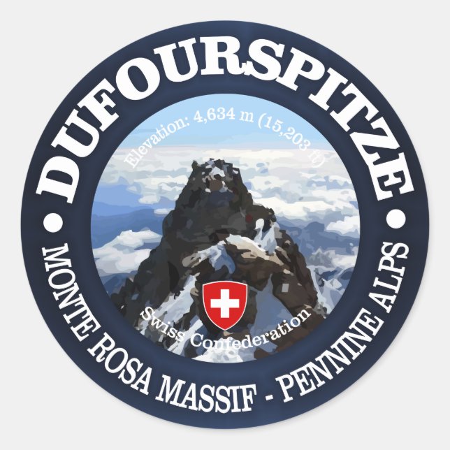 Dufourspitze Classic Round Sticker (Front)