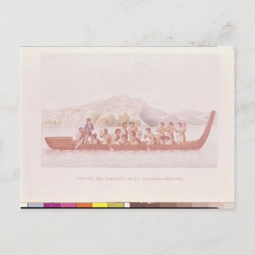 Dugout canoe piloted by natives of New Zealand Postcard