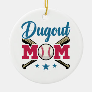 Dugout Mom Baseball Parent T-Ball Tee Ball Ceramic Ornament