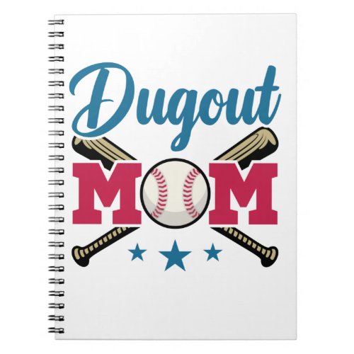 Dugout Mom Baseball Parent T_Ball Tee Ball Notebook