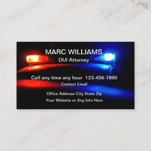 DUI Attorney Police Lights Business Cards