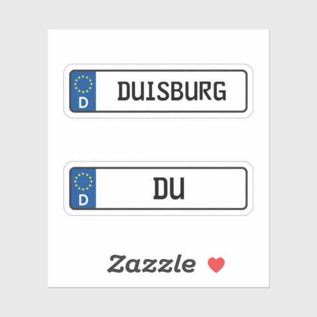 Duisburg kennzeichen, German Car License PlateGerm Sticker (Sheet)