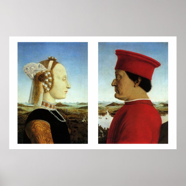 Duke and Duchess of Urbino, Piero della Francesca Poster (Front)