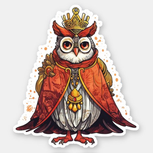 Duke Hoot Whimsical Royal King Owl Sticker