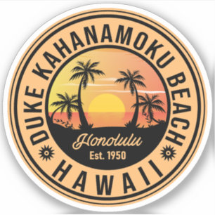 Duke Kahanamoku Beach Hawaii Retro 70s 80s Summer Sticker