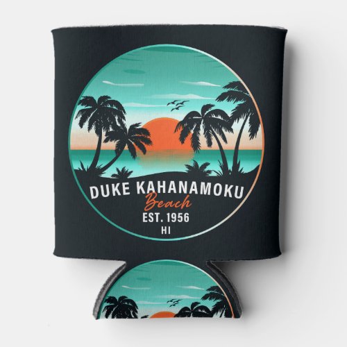 Duke Kahanamoku Beach Hawaii Retro Sunset Souvenir Can Cooler
