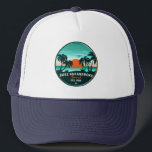 Duke Kahanamoku Beach Hawaii Retro Sunset Souvenir Trucker Hat<br><div class="desc">Duke Kahanamoku Beach Hawaii Retro Palm Trees 60s Design. Sunset design with your favorite Hawaii beach and sea, suitable for Hawaiian beach lovers especially those who love Duke Kahanamoku Beach.</div>