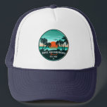 Duke Kahanamoku Beach Hawaii Retro Sunset Souvenir Trucker Hat<br><div class="desc">Duke Kahanamoku Beach Hawaii Retro Palm Trees 60s Design. Sunset design with your favorite Hawaii beach and sea, suitable for Hawaiian beach lovers especially those who love Duke Kahanamoku Beach.</div>