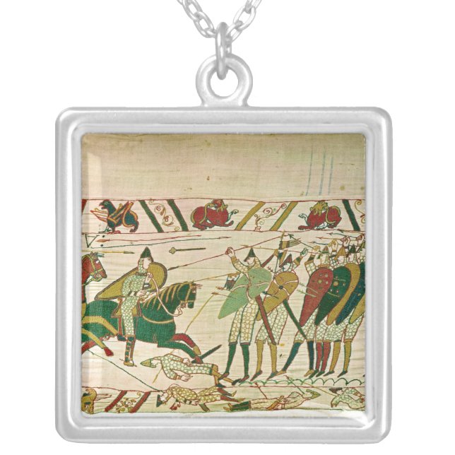 Duke William Exhorts his Troops Silver Plated Necklace (Front)