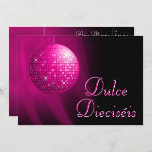 Dulce Dieciséis Disco Ball Rosa Fiesta  Invitation