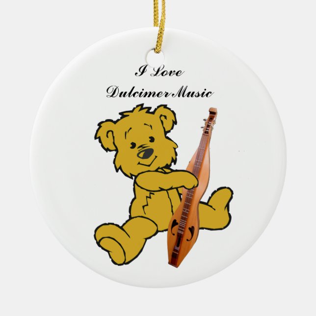 DULCIMER BEAR-ORNAMENT CERAMIC ORNAMENT (Front)