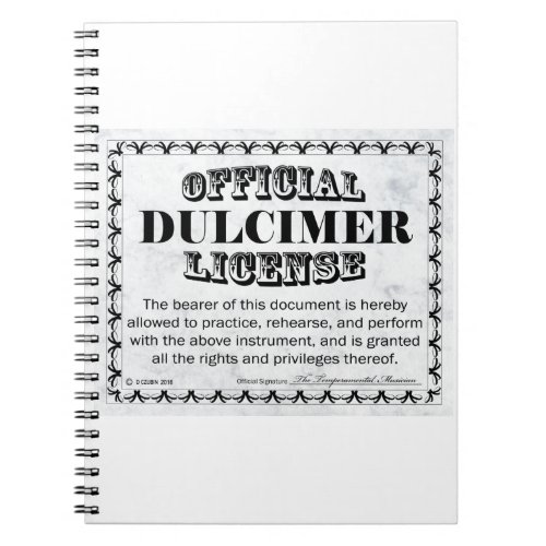 Dulcimer License Notebook