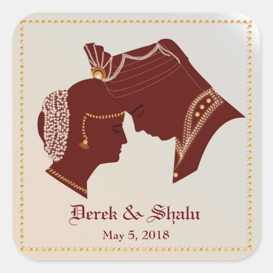 Dulha Dulhan Indian Wedding Label Sticker Square Sticker Zazzle Com