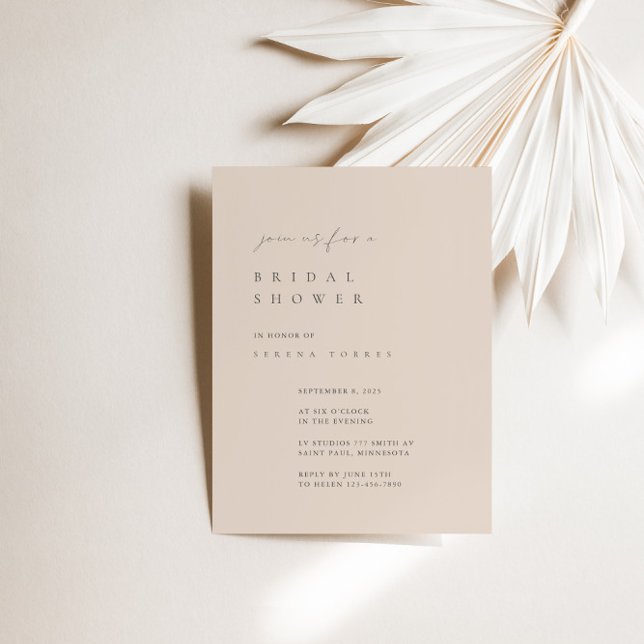 Dull Pink Minimalist Bridal Shower Invitation (Dull Pink Minimalist Bridal Shower Invitation)