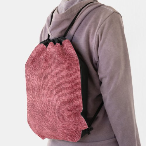Dull Red Denim Pattern Drawstring Bag