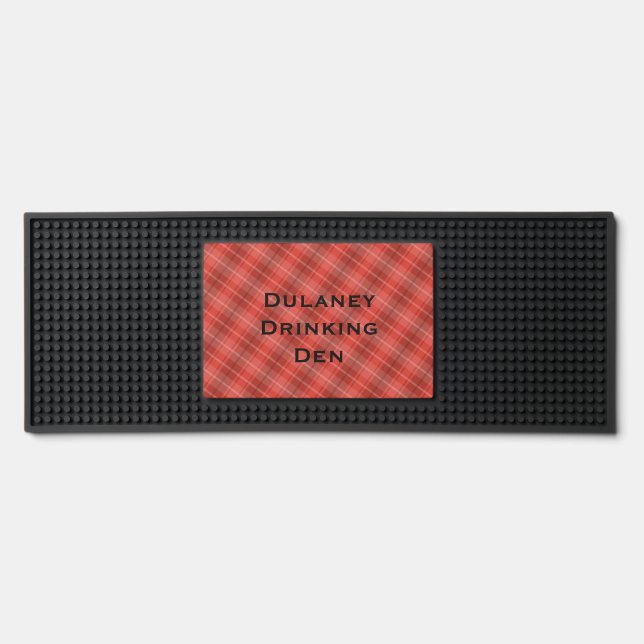Dulney Drinking Den Red Plaid Bar Mat (Front)