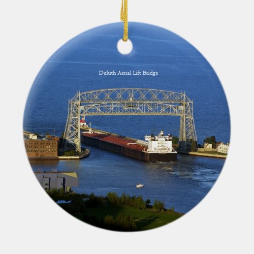 Duluth Aerial Lift Bridge  Boat double sided Ceramic Ornament