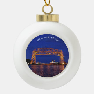 Duluth Aerial Lift Bridge & John G. Munson Ceramic Ball Christmas Ornament