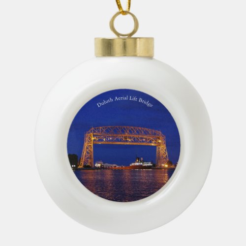 Duluth Aerial Lift Bridge  John G Munson Ceramic Ball Christmas Ornament
