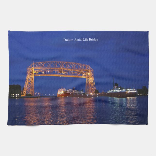 Duluth Aerial Lift Bridge & John G. Munson Kitchen Towel (Horizontal)
