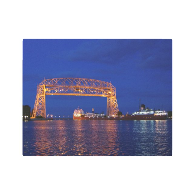 Duluth Aerial Lift Bridge & John G. Munson Metal Print (Front)