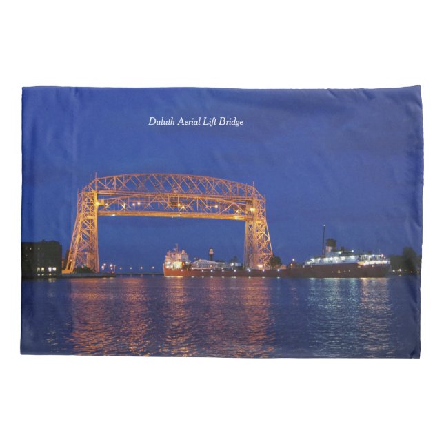 Duluth Aerial Lift Bridge & John G. Munson Pillow Case (Back)