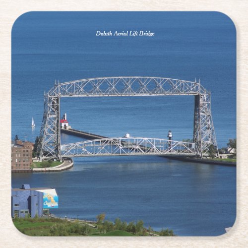 Duluth Aerial Lift Bridge Square Paper Coaster