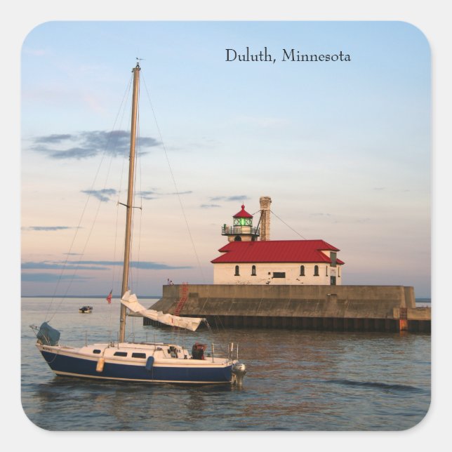 Duluth Harbor North Pier Light & Boat sticker (Front)