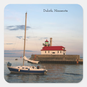 Duluth Harbor North Pier Light & Boat sticker
