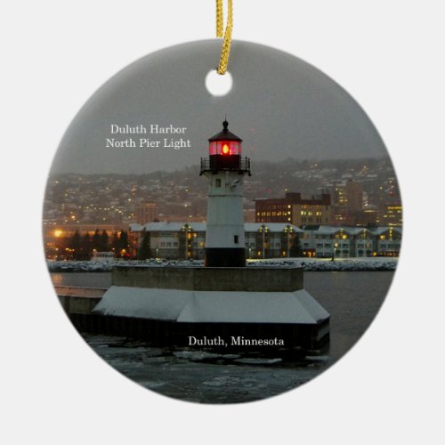 Duluth Harbor North Pier Light circle ornament