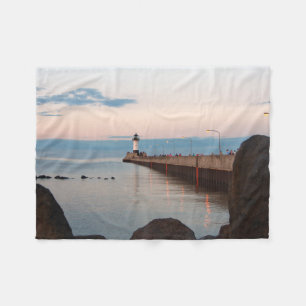 Duluth Harbor North Pier Light fleece blanket