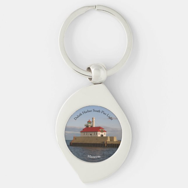 Duluth Harbor North Pier Light metal key chain (Front)