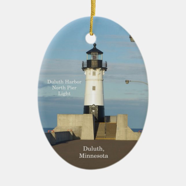 Duluth Harbor North Pier Light oval ornament (Front)