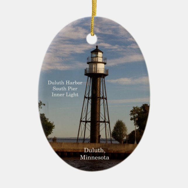 Duluth Harbor South Pier Inner Light oval ornament (Front)